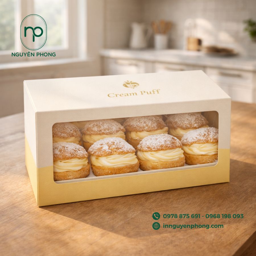 In hộp đựng bánh ngọt xinh xắn